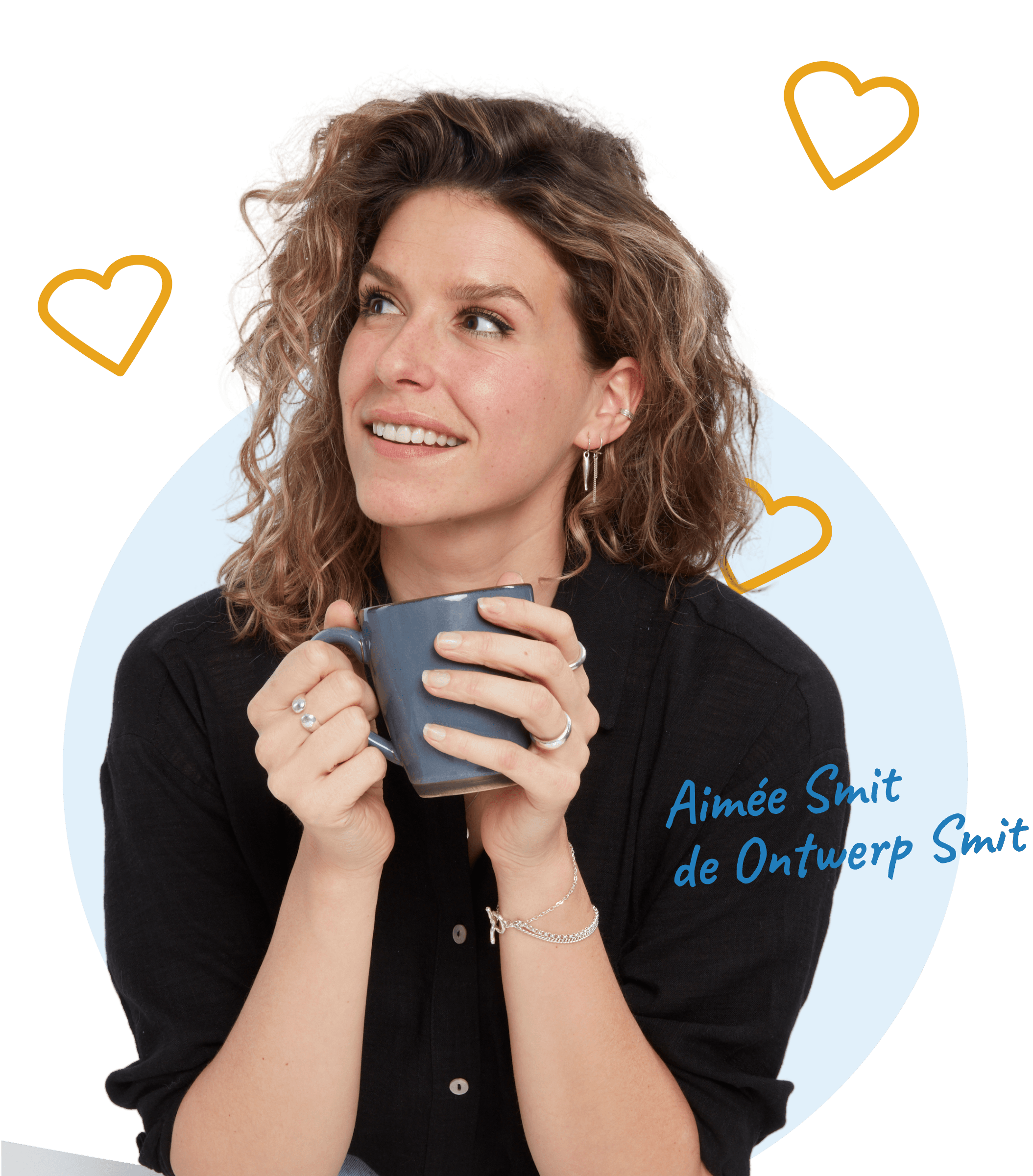 Aimée Smit (de Ontwerp SMIT) kijkt (met koffie in de hand) geïnteresseerd naar het aanbod van MoneyMonk